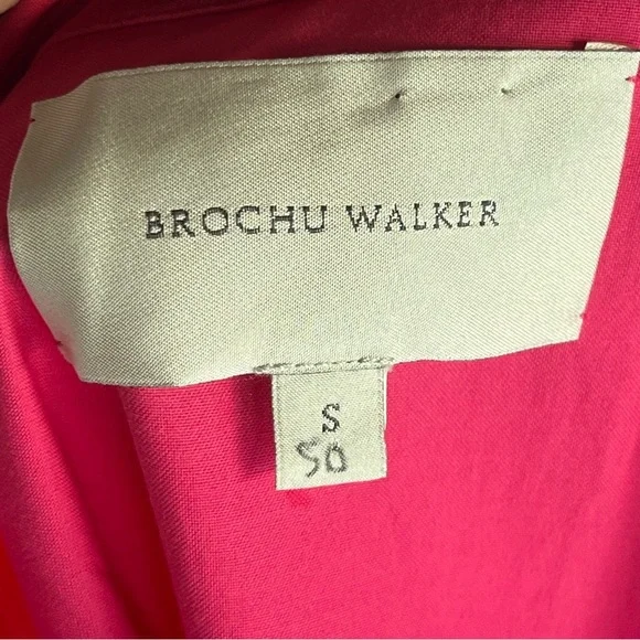 Brochu Walker Havana Puff Sleeve Tiered Mini Dress Vibrant Pink Small Preppy - Picture 3 of 8